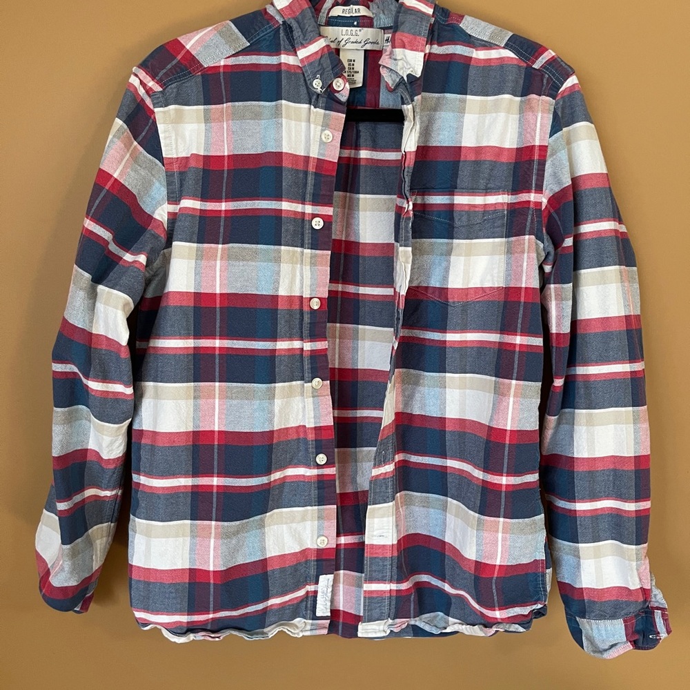 Red White Blue Plaid Button Up